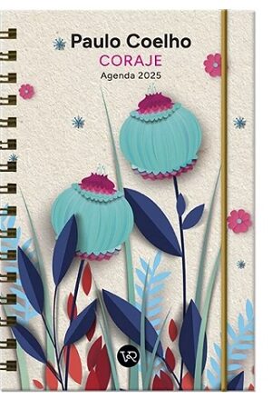 59240-AGENDA PAULO COELHO 2025 CORAJE ANILLADA / FLORES FUCSIA